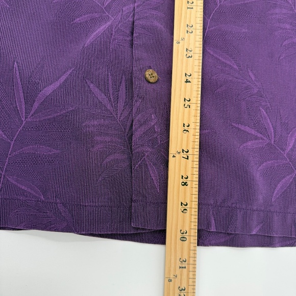 Tommy Bahama Shirt Men XL Purple Silk LSU Button Up Short Sleeve Floral Hawaiian - Picture 10 of 11